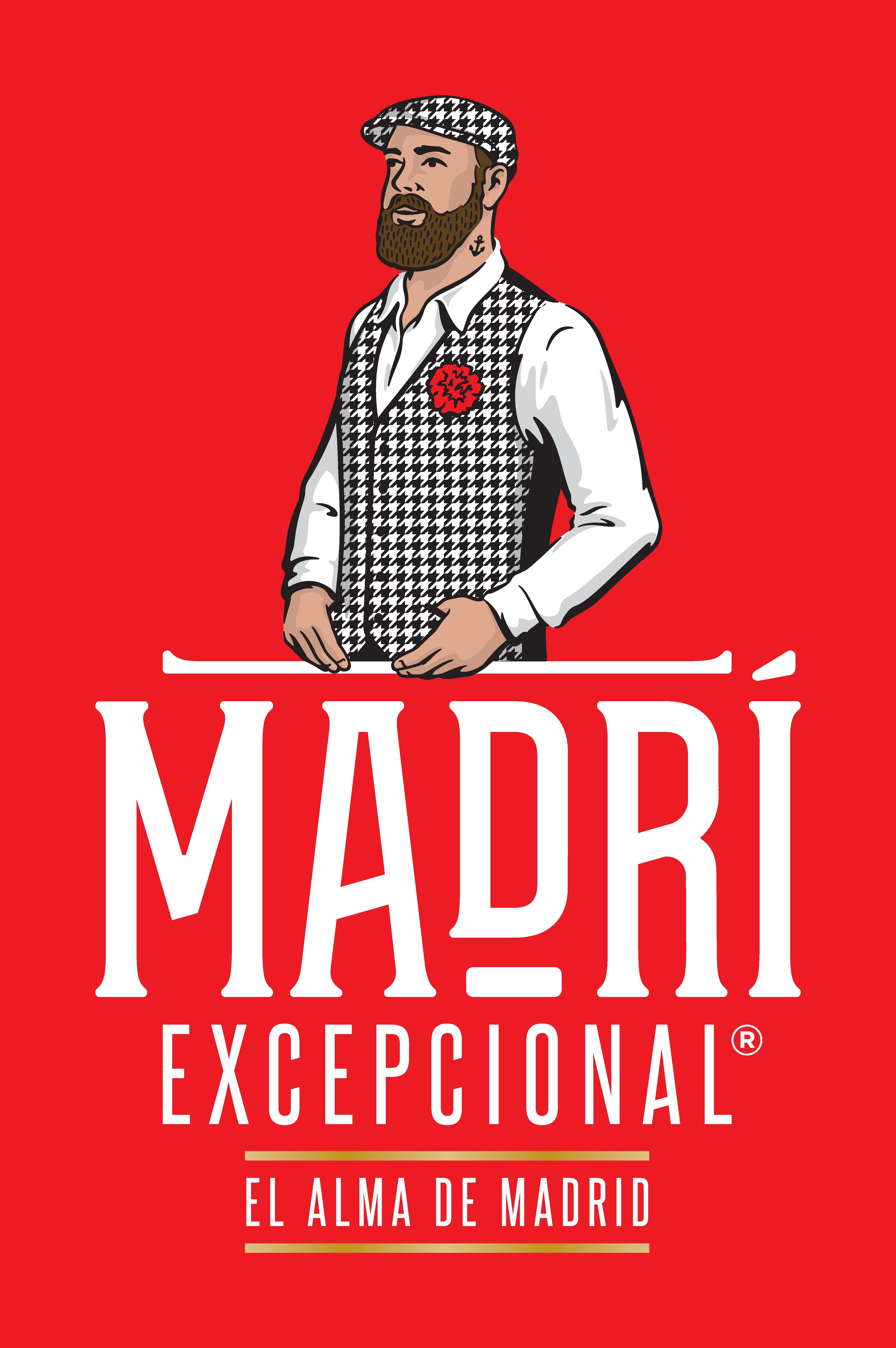 Madrí logo on a red background