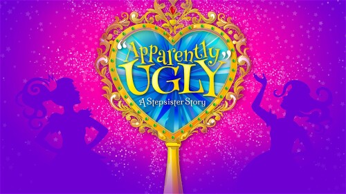 A handheld mirror with the title displayed, and 2 outlines to represent the sisters.