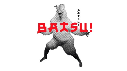 xThe show's mascot Mr Chicken poses in front of a white background, with the words BATSU! emblazoned in red across the image.