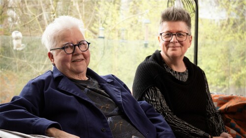 Photo of authors Val McDermid and Jo Sharp