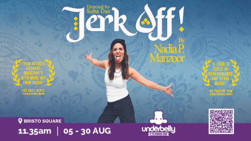 Girl with hat promoting show at Edinburgh Fringe Festival 