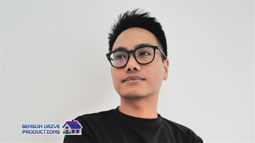 A headshot of the artist, Nicholas Pilapil, with Benson Drive Productions' logo in the corner.