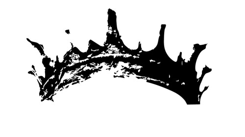 An image of a jagged crown black against a white backdrop.
