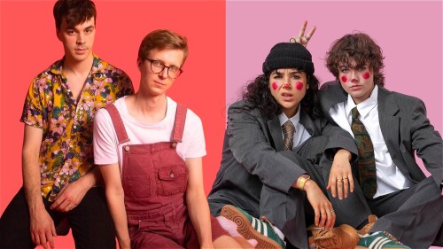 linus, joseph, xhloe and natasha are all sitting down, looking queer and cunty